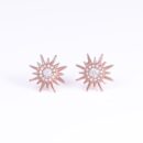 925 Sterling Silver Rose Gold  Sunburst Design Stud Earrings