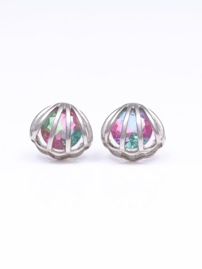 925 Sterling Silver Cage-Style Stud Earrings