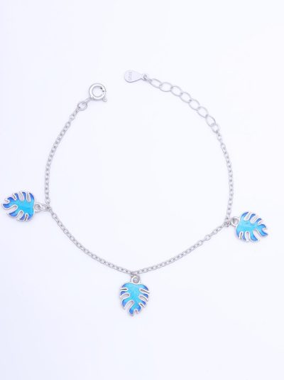 925 sterling silver leaf charm bracelet