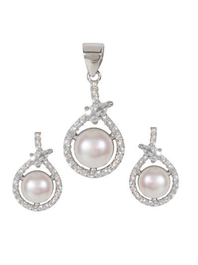 925 Sterling Silver Teardrop Shaped Pendant Set