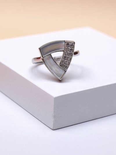 925 Sterling Silver Triangle  Shaped Adjustable Ring