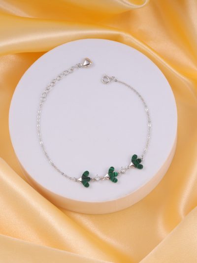 925 Sterling Silver Zircon Rhodium Charm Bracelet