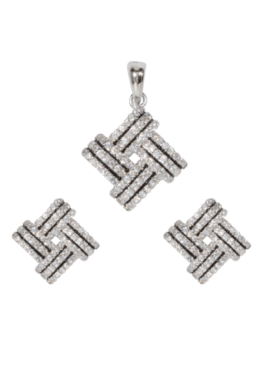 925 Sterling Silver Geometric Square Shaped pendant Set for Women and Girls.