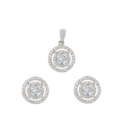 925 Sterling Silver Round Shaped Pendant Set for Women and Girls