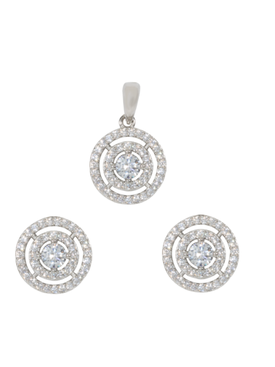 925 Sterling Silver Round Shaped Pendant Set for Women and Girls