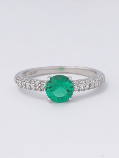 925 Sterling Silver Emerald Stone Ring