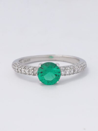 925 Sterling Silver Emerald Stone Ring