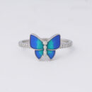 925 Sterling Silver Dual-Tone Butterfly Charm Ring