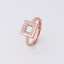 925 Sterling Silver Rose Gold Tone Square-Shaped Ring