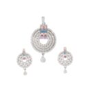 925 Sterling Silver Round Shaped Pendant Set Rhodium Zircon Sterling Silver