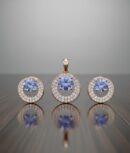 925 Sterling Silver Round Shaped Pendant Set for Women and Girls Rhodium Zircon Sterling Silver Pendant Set