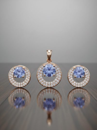 925 Sterling Silver Round Shaped Pendant Set for Women and Girls Rhodium Zircon Sterling Silver Pendant Set