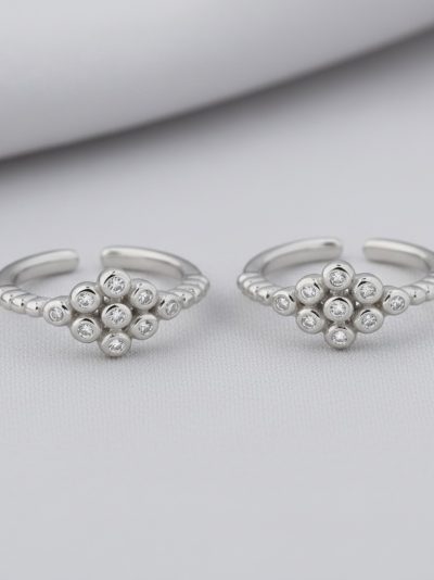 925 Sterling Silver Crystal Sparkle Toe Ring