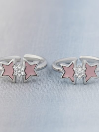 925 Sterling Silver Pink Starlight Toe Ring