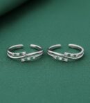 925 Sterling Silver Green Gem and Sparkling Toe Ring