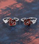 925 Sterling Silver Scarlet Flower Sparkler Toe Ring