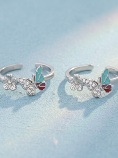 925 Sterling Silver Butterfly Bloom Toe Ring