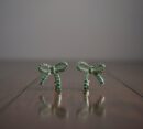 925 Sterling Silver Bow Shaped Emerald Stud Earrings