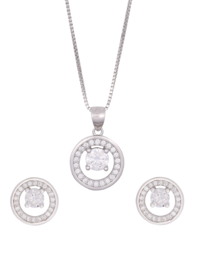 925 Sterling Silver Radiant Pendant Set