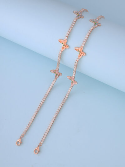 925 Sterling Silver Butterfly Rose Gold Dream Anklet