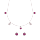 925 Sterling Silver Fuchsia Gemstone Glam Pendant Set with matching Bracelet