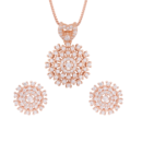 925 Sterling Silver Rose Gold Sunburst Pendant Set