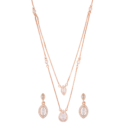 925 Sterling Silver Luxury Rose- Gold Double-Layer Gemstone Pendant Set