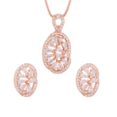 925 Sterling Silver Floral Elegance Rose Gold Pendant Set