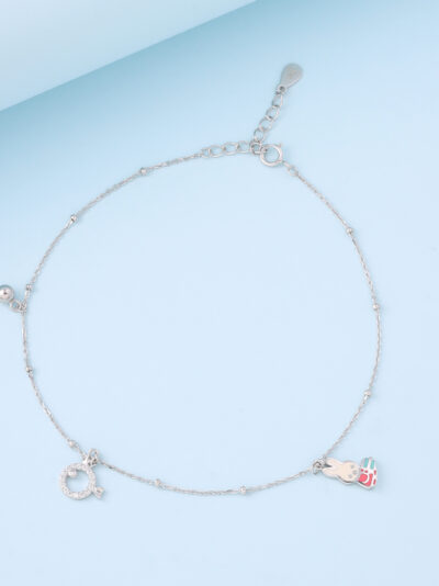 925 Sterling Silver Elegant Pearl-Bunny Sterling Silver Anklet