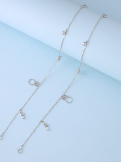 925 Sterling Silver Elegant Duouble-Charm Silver Anklet