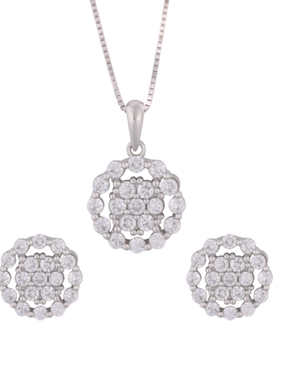 925 Sterling Silver Classic Circle Brilliance Pendant Set
