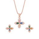 925 Sterling Silver Floral Sparkle Pendant Set