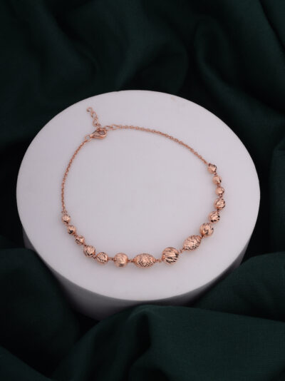 925 Sterling Silver Rose Gold Beaded Elegance Bracelet