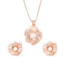 925 Sterling Silver Rose Gold Pearl-Bloom Pendant Set