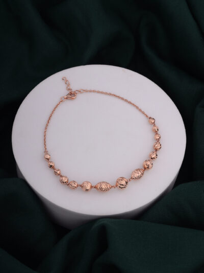 925 Sterling Silver Rose Gold Beaded Elegance Bracelet