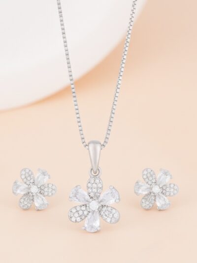 925 Sterling Silver Petal Bloom Necklace Set