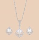 925 Sterling Silver Pearl Droplet Duo Pendant Set