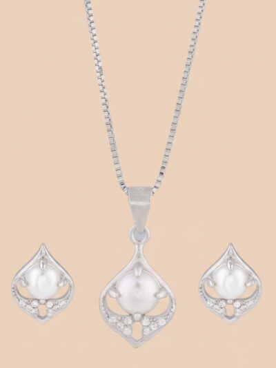 925 Sterling Silver Pearl Droplet Duo Pendant Set