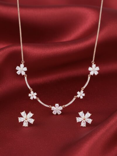 Flower shaped motifs with a touch of marquise cut zircon stone