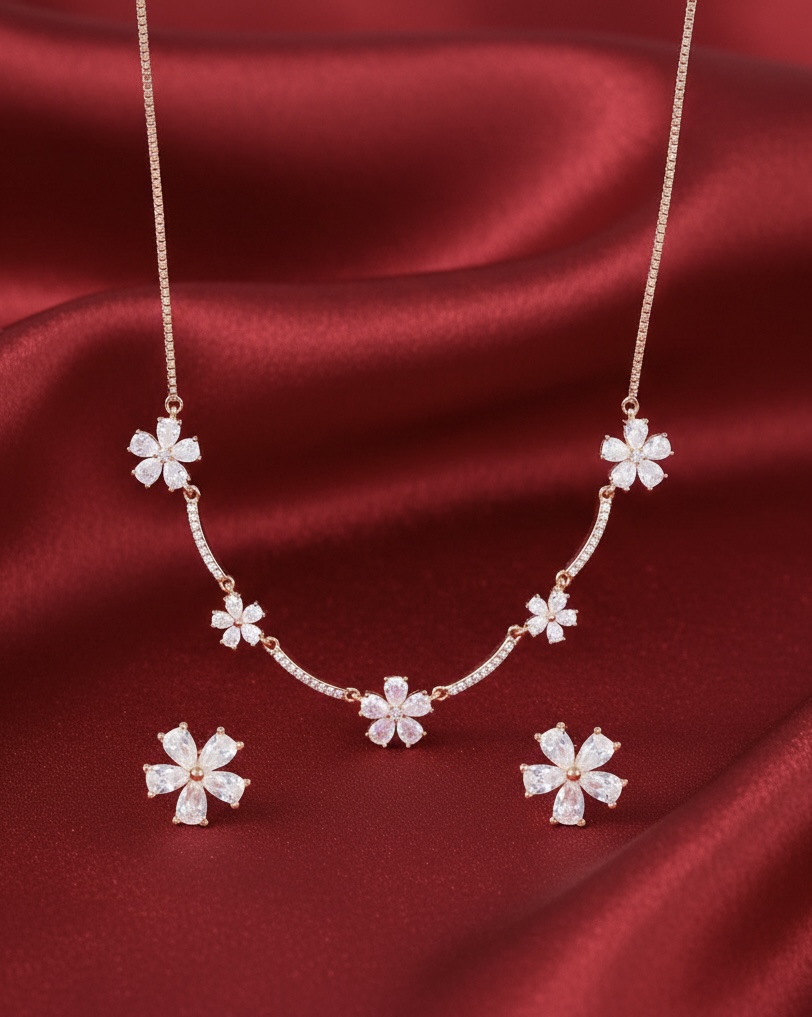 Flower shaped motifs with a touch of marquise cut zircon stone