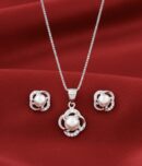925 Sterling Silver Eternal Pearl & Spark Pendant Set