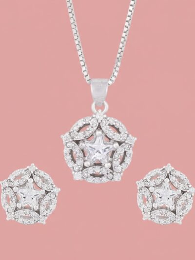 925 Sterling Silver Luminous Star Pendant & Ear Studs