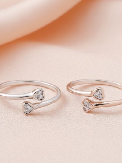 925 Sterling Silver Twin-Heart Toe-Ring