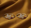 925 Sterling Silver Pink Gem Toe-Ring Pair