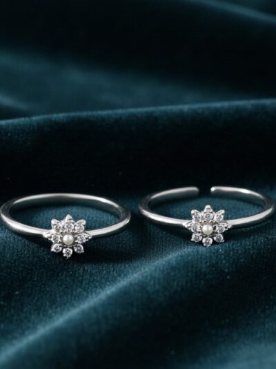 925 Sterling Silver Floral Motif Toe-Ring