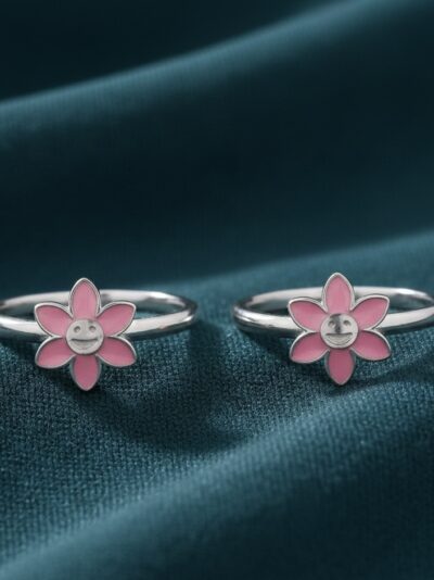 925 Sterling Silver Pink Bloom Toe-Ring